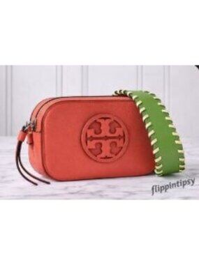 NWT!  Authentic Tory Burch Miller Poppy Red & Green Crossbody Bag